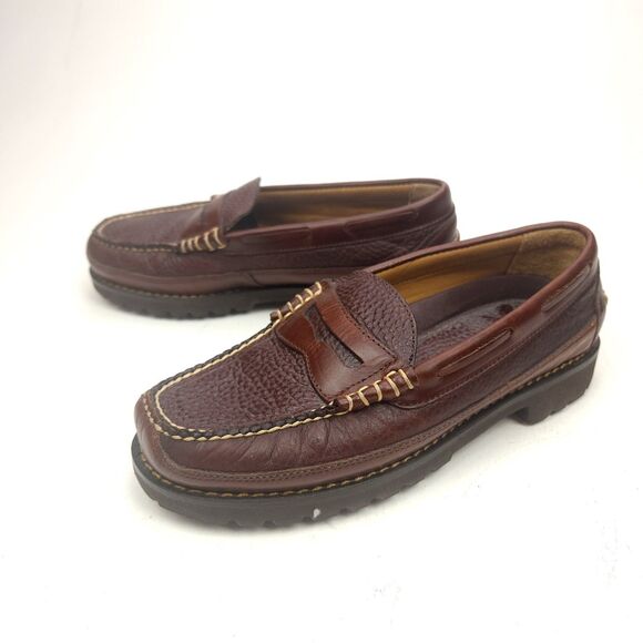 LL BEAN ALLAGASH Hand Sewn Bison Leather Penny Loafer 244478 men 7.5 EE main image 7